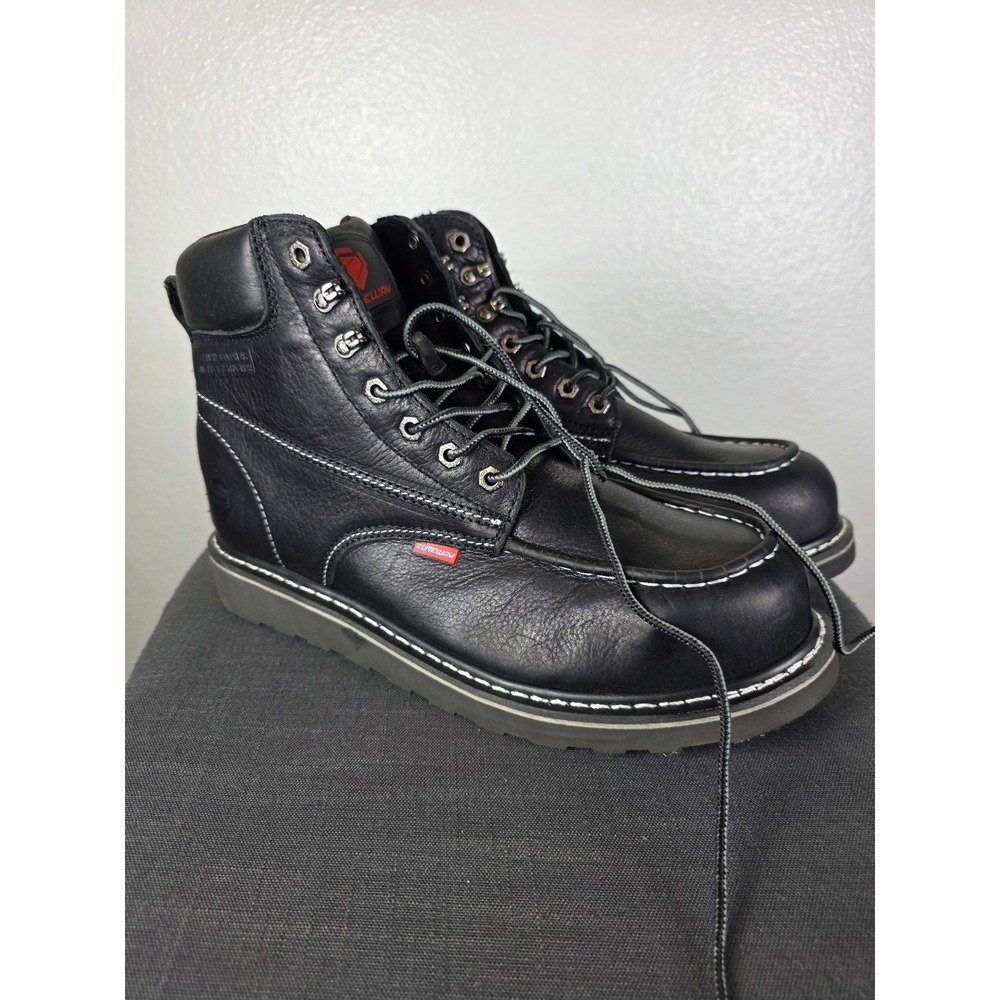 Sureway‎ Mens SW601MS Black Leather Moc Toe Work Boots Steel Toe EH Size 13
